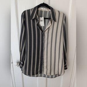 NWT Mango Suit Striped Long Sleeved Button Down - Size M